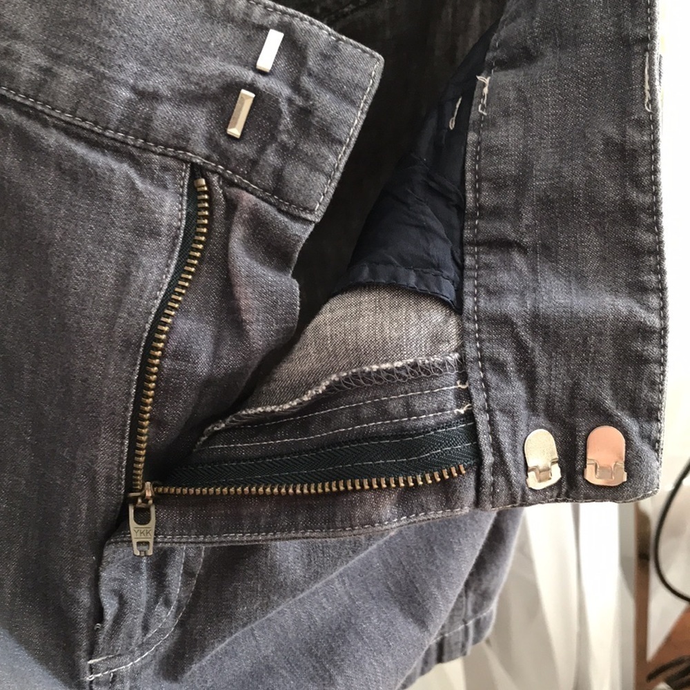 BANANA REPUBLIC Denim Mini Skirt Waistband Belt Loops Zip Front Slip Pockets—6 - Picture 14 of 16